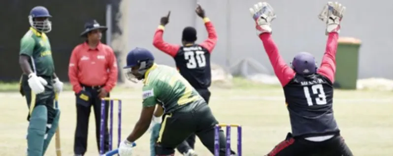 Nigerian fielders appealing as a batter is dismissed