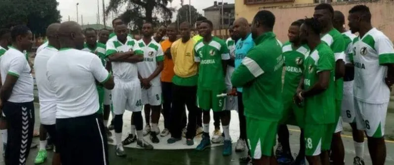 Nigerian handball players and officials at a training camp