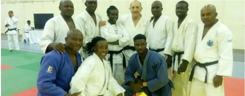 Nigerian judokas and coaches at a championship