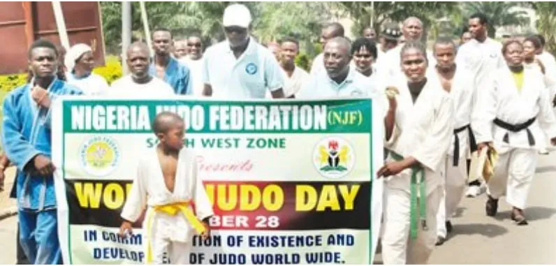 Nigeria Judo Federation members celebrating World Judo Day