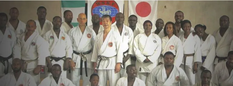 WSKF Nigeria karatekas and instructors in a group photograph