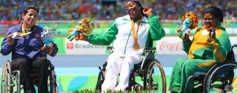 A Nigerian Paralympic champion on the podium at Rio 2016