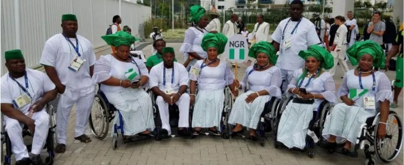 Nigerian Paralympians in wheelchairs at the athletes&rsquo; village