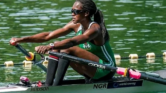 Nigerian rower in a single scull
