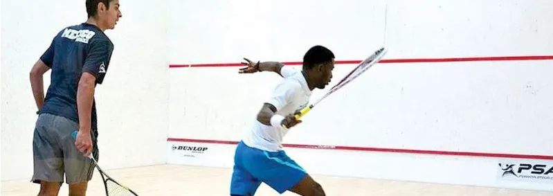 A Nigerian player stretching for a shot